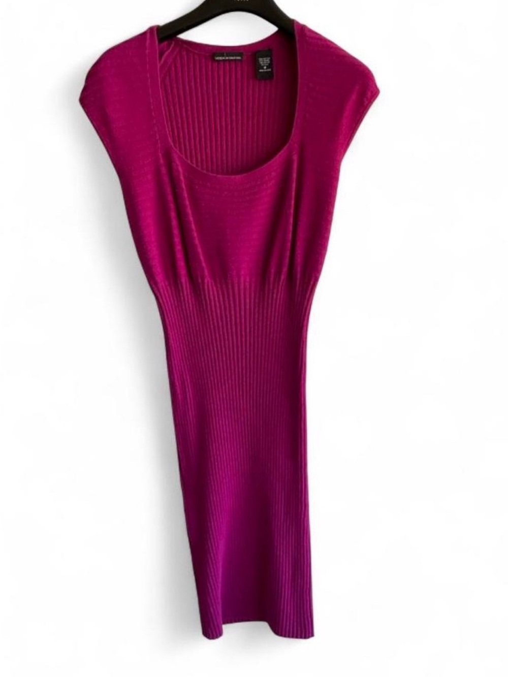 VTG Victoria’s Secret 90s Y2K Hot Pink Magenta Ribbed Knit Bodycon Silk Dress M